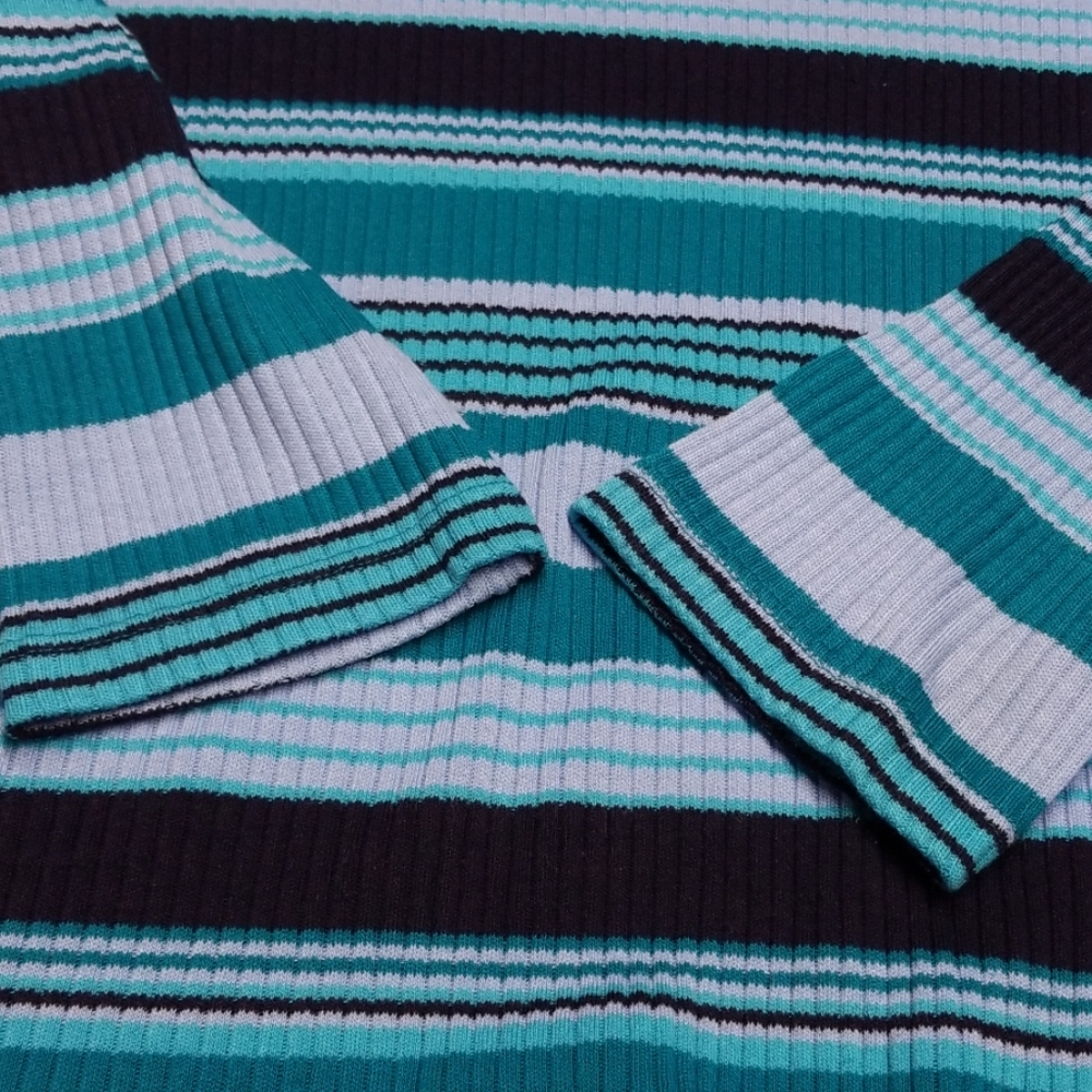 Vintage Women's  Xhilaration Blue Striped Top Size XL 3/4 Sleeve Retro - Picture 5 of 7